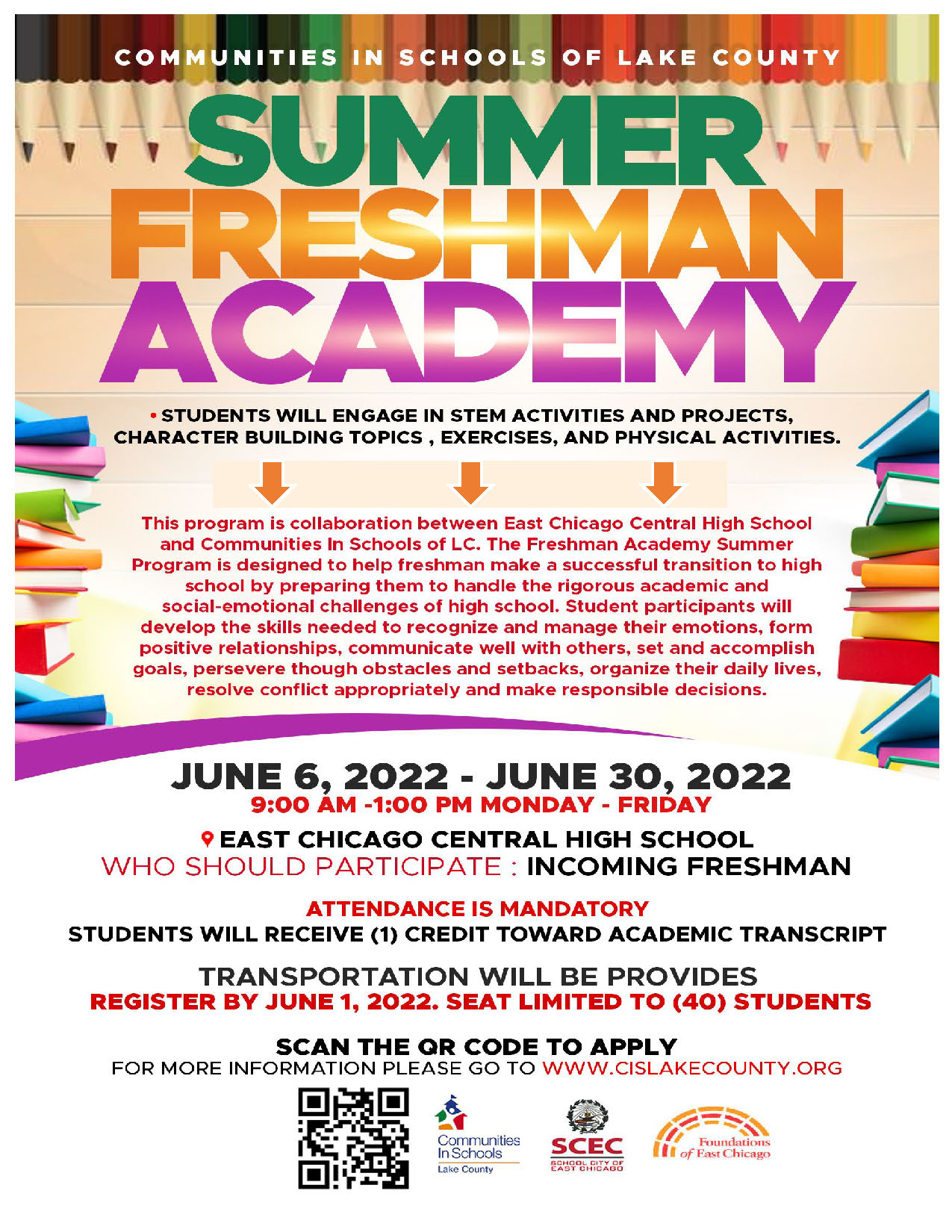 Summer Freshman Academy Flyer 2022